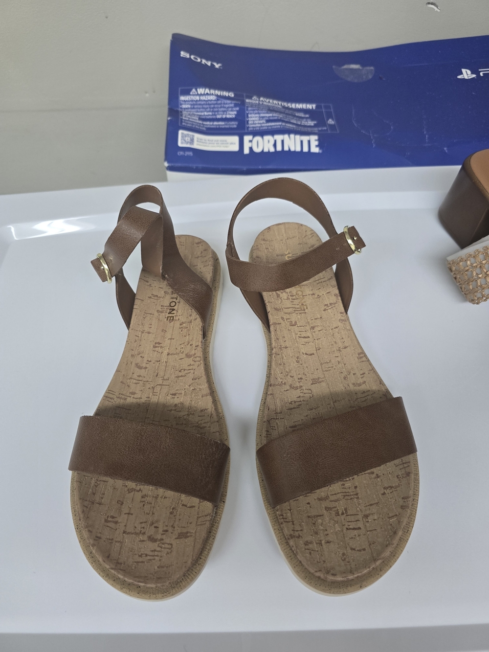 Brown Women's Cork Insole Ankle-Strap Sandals